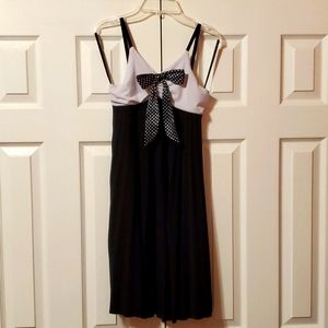 BCX Girl Black/White Dress w/polka dot bow front